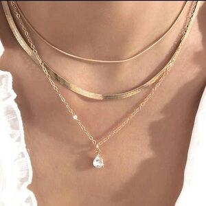 Gold Layered Water Drop Necklace
